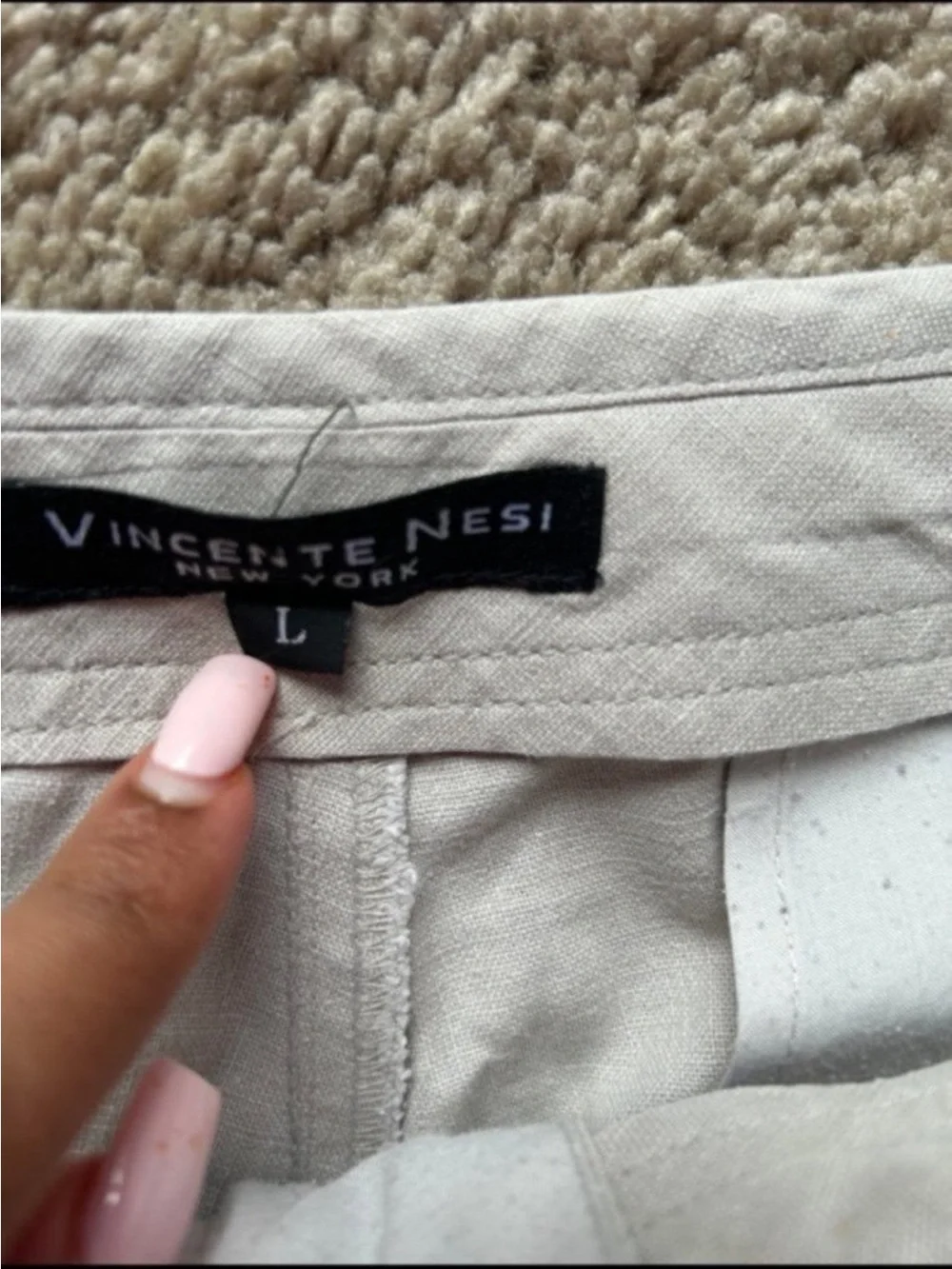 Men’s Beige Linen Drawstring Pants